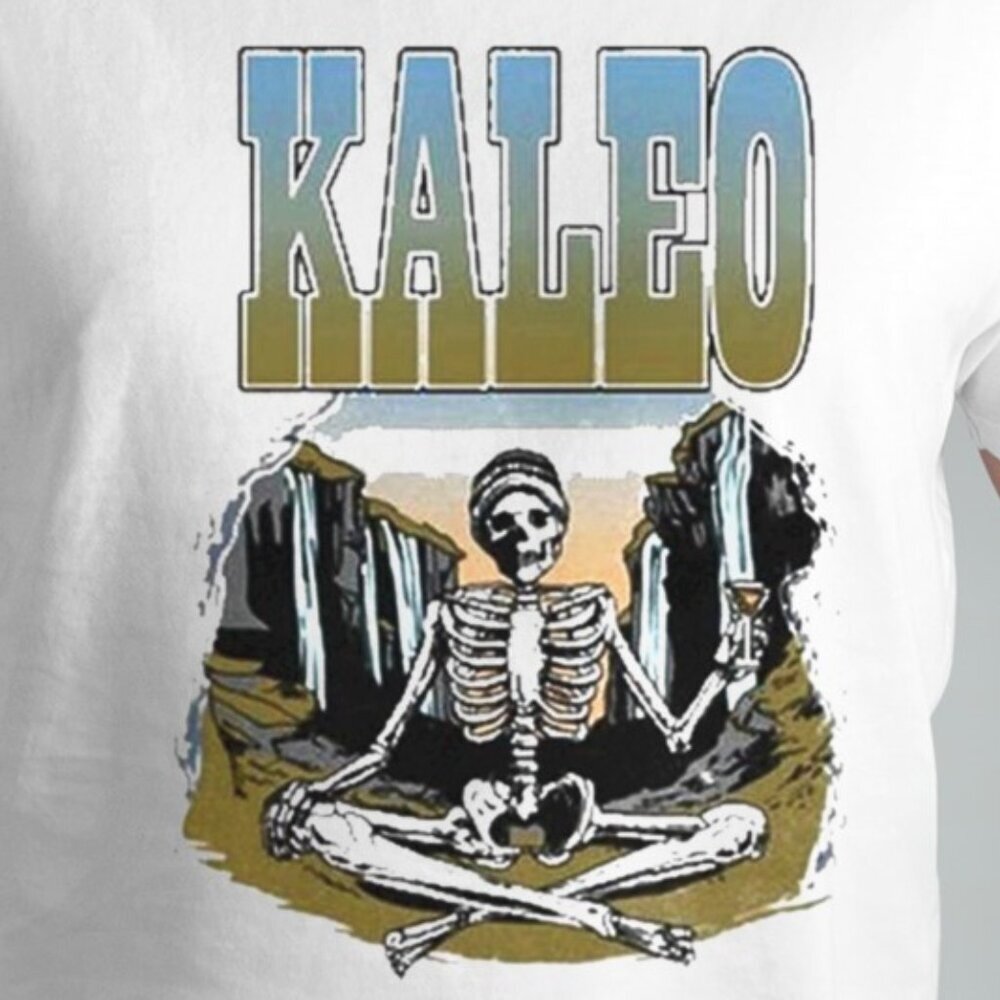Meditating Skeleton Kaleo Graphic T-Shirt Rock Band Fan Music Gift Tee 05 - Picture 2 of 5